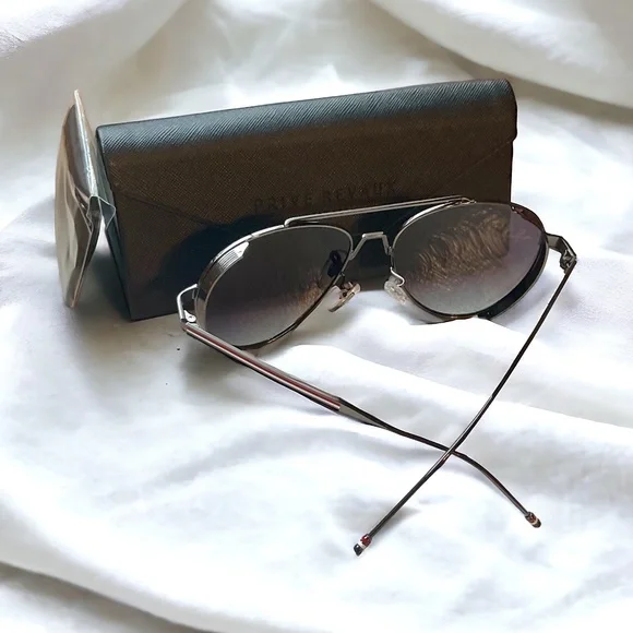 PRIVE REVAUX PEWTER METAL TEARDROP AVIATOR SUNGLASSES with HARD CASE 🕶️ - Picture 2 of 3
